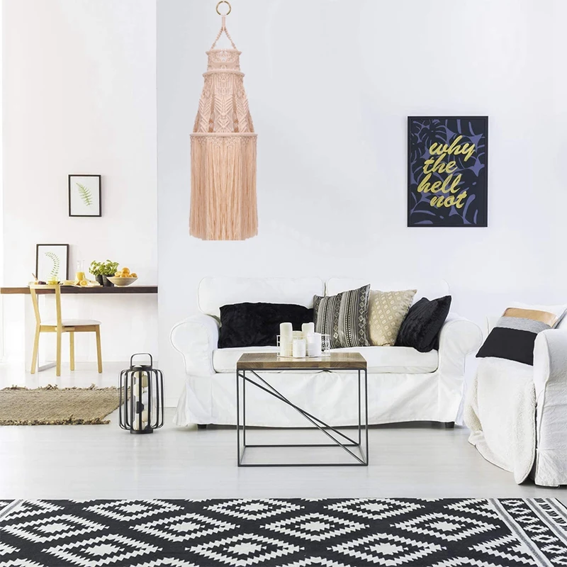 

Handwoven Knitting Bohemian Lamp Shade,Ceiling Light Shade,Hanging Pendant Light Fitting for Living Room,Bedroom Decor