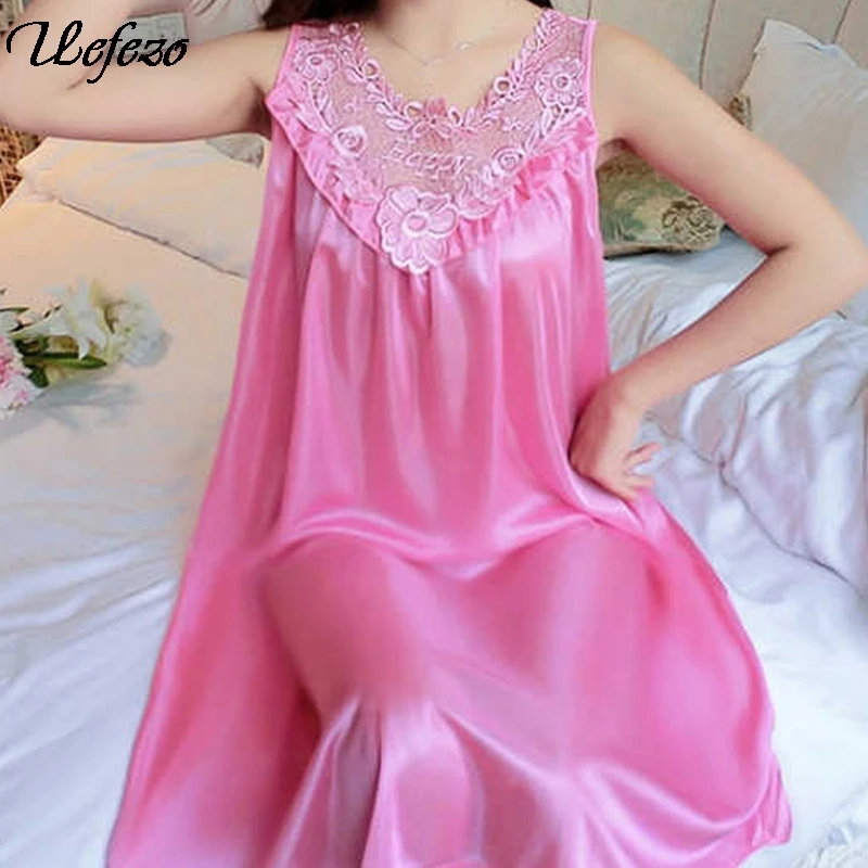 

New Women Nightgowns Satin Lace Sleepwear Nightwear Pyjama Women Home Clothing Sleepwear Female Sexy Lingerie Gown Robe
