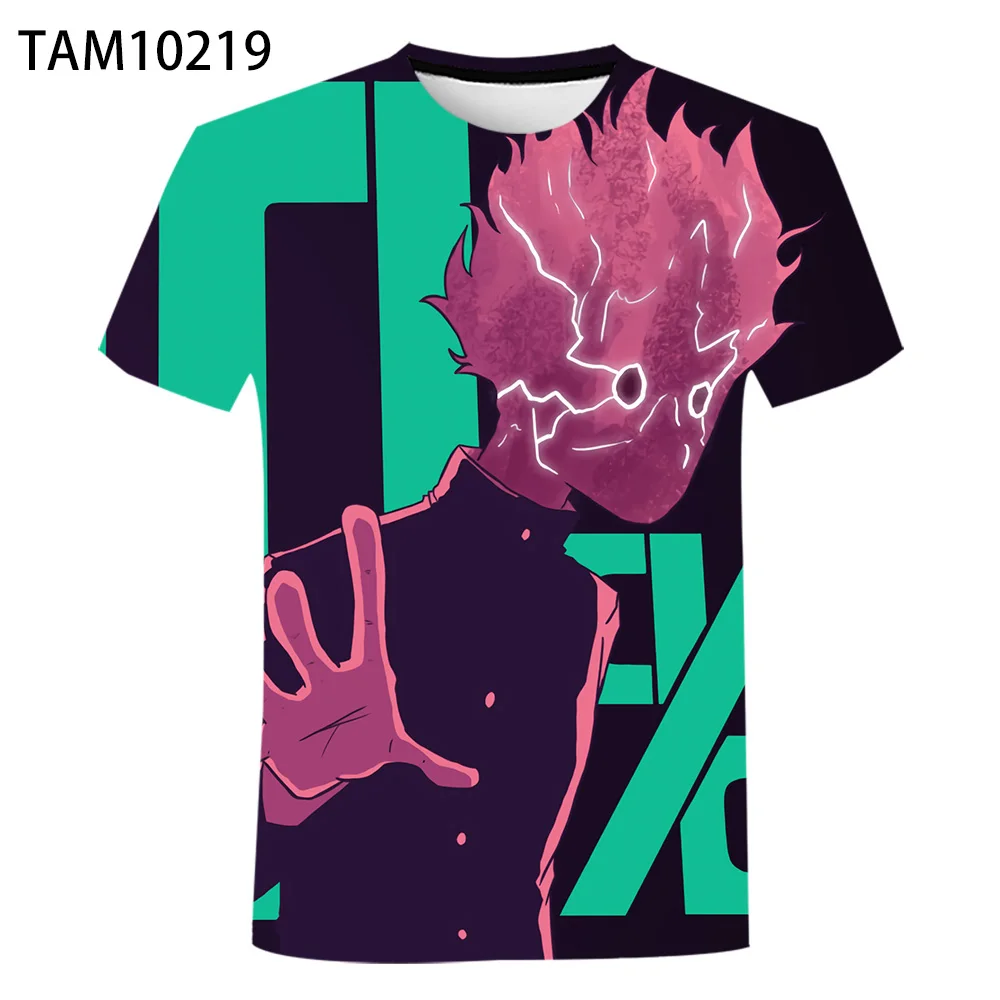 

Printing Men's Summer Short Sleeve T-shirt 2021 New Street Fashion Cute Oversized Top Japan Anime Mob Psycho 3D Leisure Youth