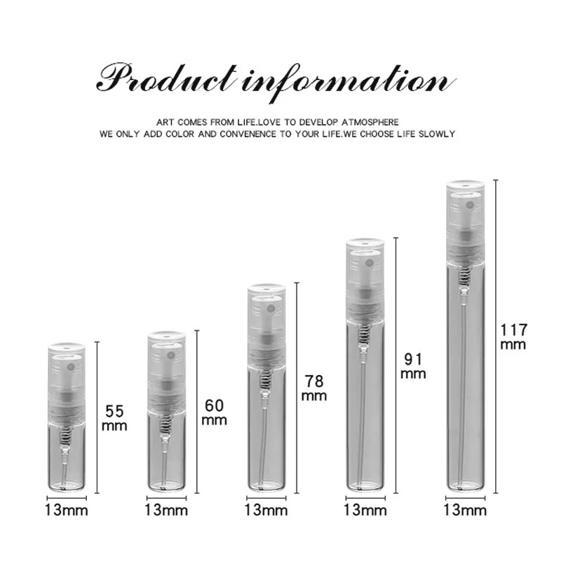 

50Pcs 2ml 3ml 5ml 7ml 10ml Mini Portable Refillable Travel Transparent Glass Spray Bottle Perfume Atomizer Bottle Bottle Tool