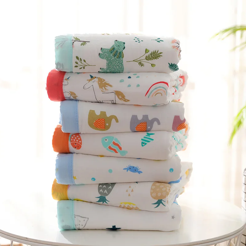 Мягкий Муслин 100% хлопок Детские Пеленки милый мультфильм одеяла для