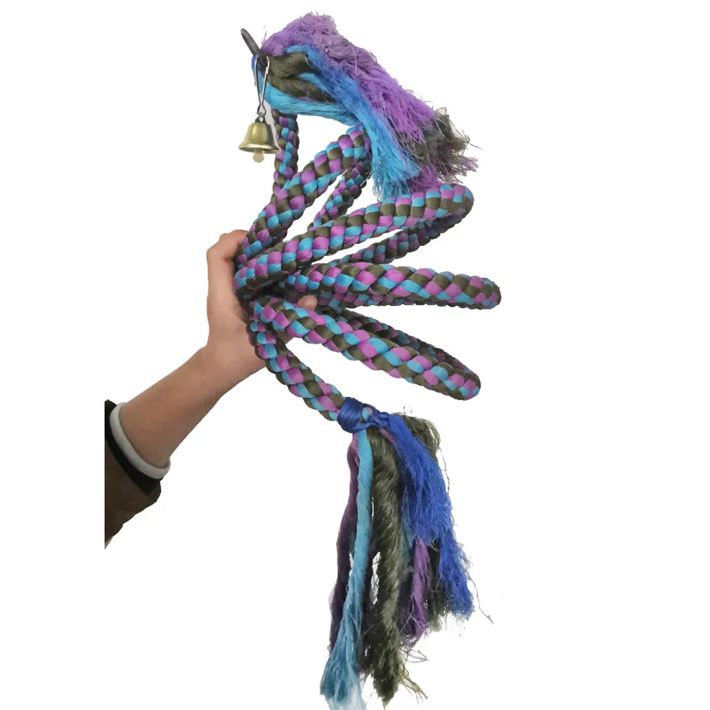 Попугай укуса ремень игрушка красочный хлопчатобумажный канат животные попугай