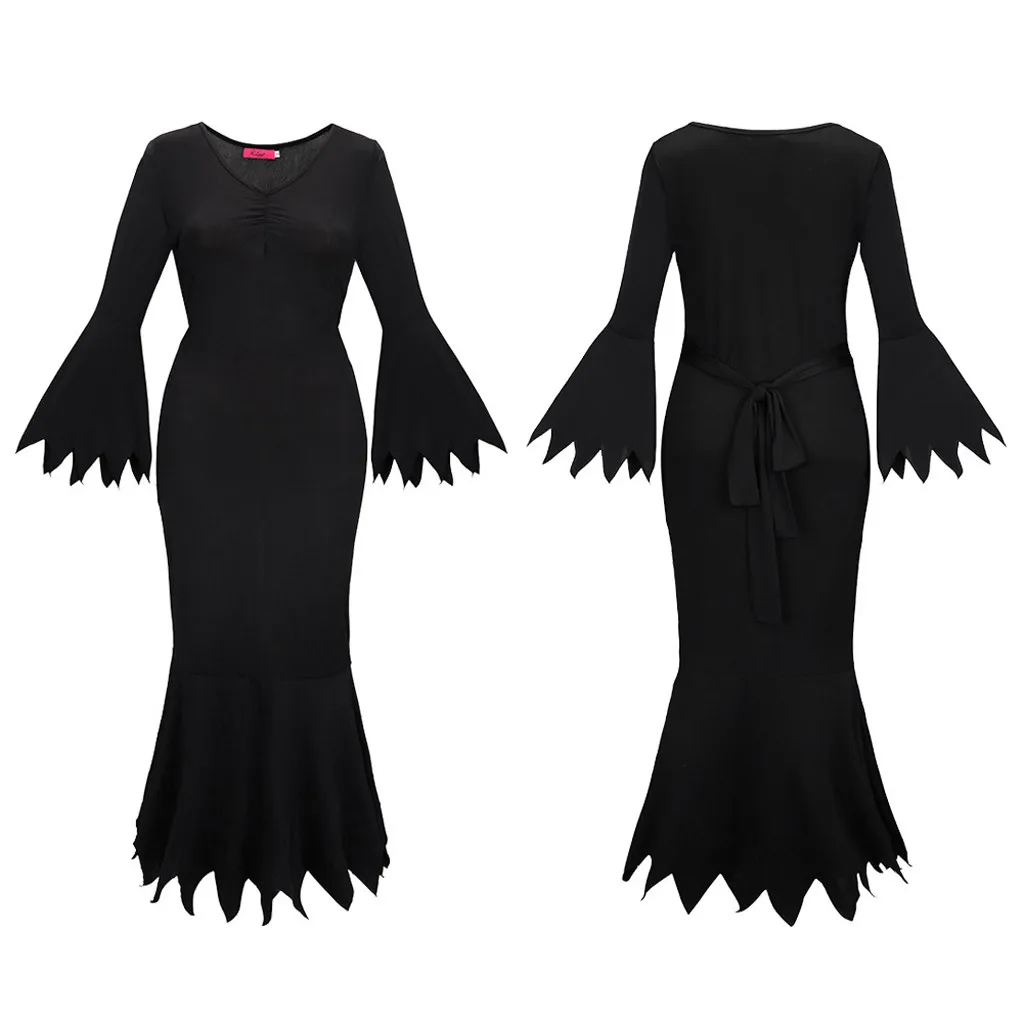 Сексуальное черное платье винтажные костюмы для взрослых женщин Хэллоуина