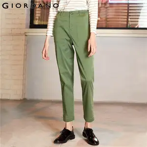 Женские брюки до щиколотки Giordano, однотонные брюки со средней талией и накладными карманами, на молнии спереди, 90429317