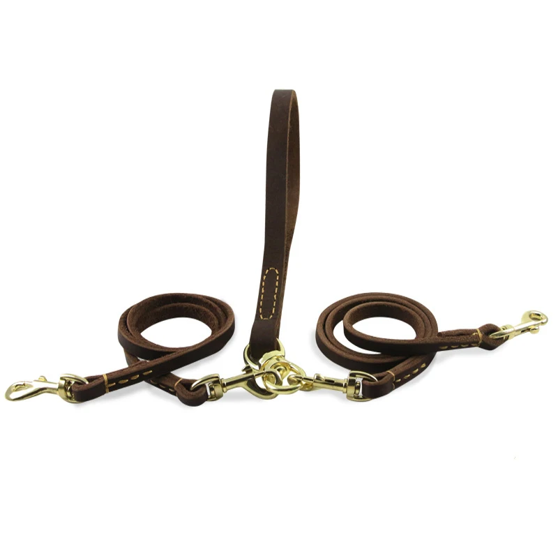 Поводок из натуральной кожи для двух собак съемный поводок 1 2 маленький среднего