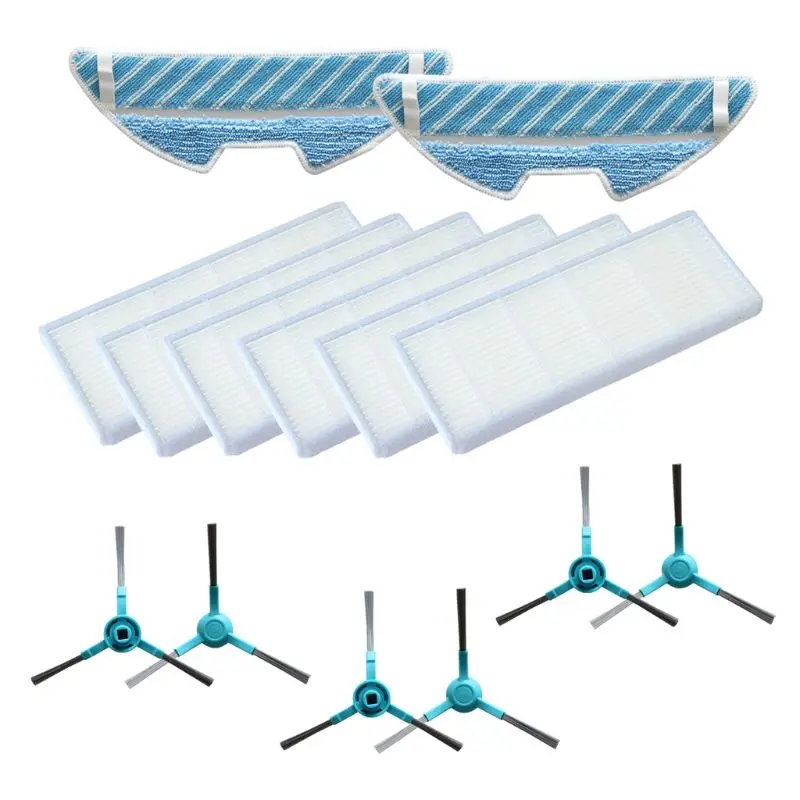 

1 Set Vacuum Cleaner Spare Parts Roller Main Brush Dust Hepa Filter Side Brush Mop Pad for Conga 1290 1390 Replacement H05F