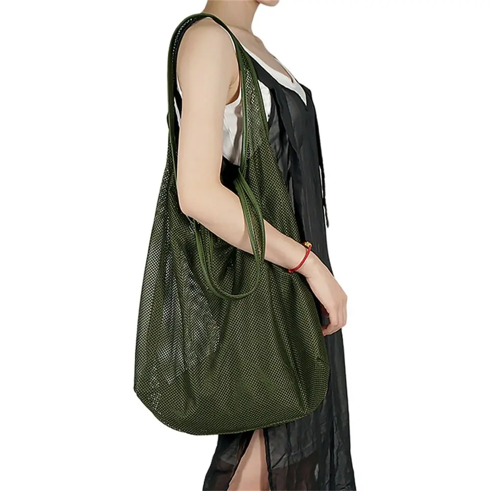 

Large-Capacity Mesh Hollow Women's Shoulder Bag Foldable shopping Bag Fashion Pocket Handbag Detachable Independent Inner Bag