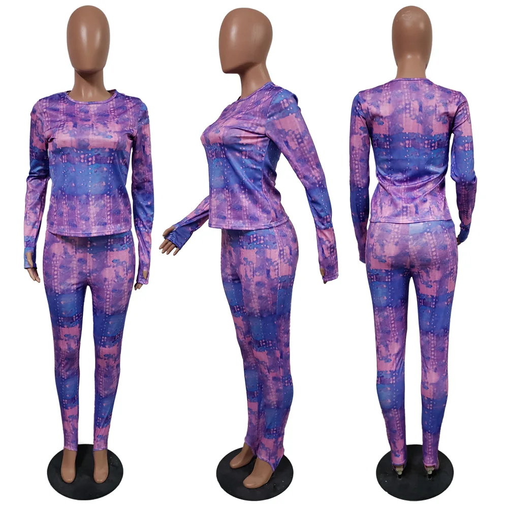 Костюм с принтом рубашка длинным рукавом + узкие брюки костюм набор высокая улица