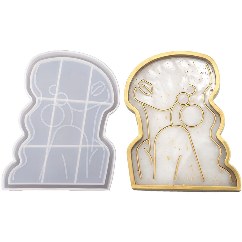 

DIYresin Girl Model Body Abstract Dish Plate Mirror Tray Silicone Mold