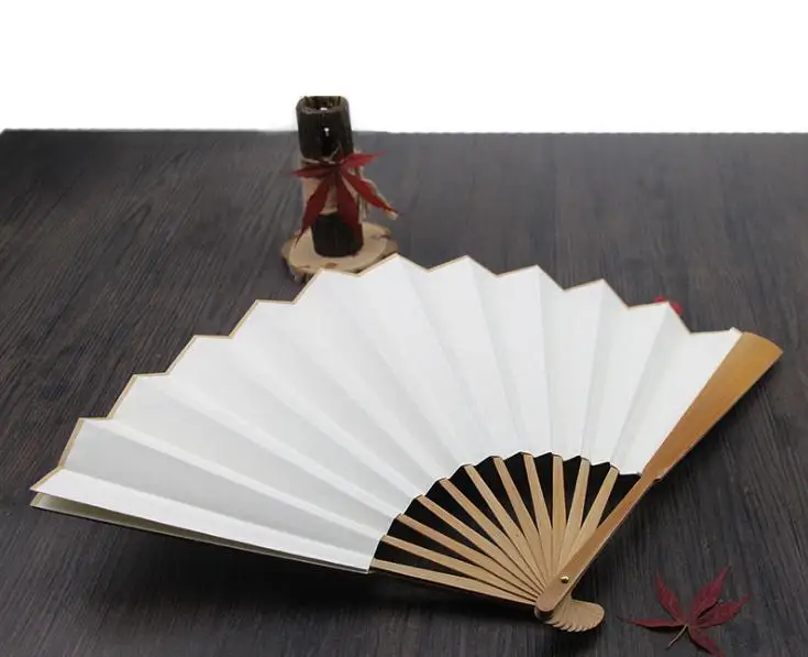 Большая пустая белая рука вентиляторы рисовая бумага Китайский складывающийся