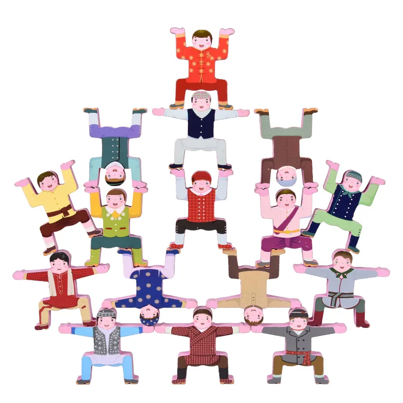 Развивающий баланс для детей Акробатический человек дети укладка высоких блоков