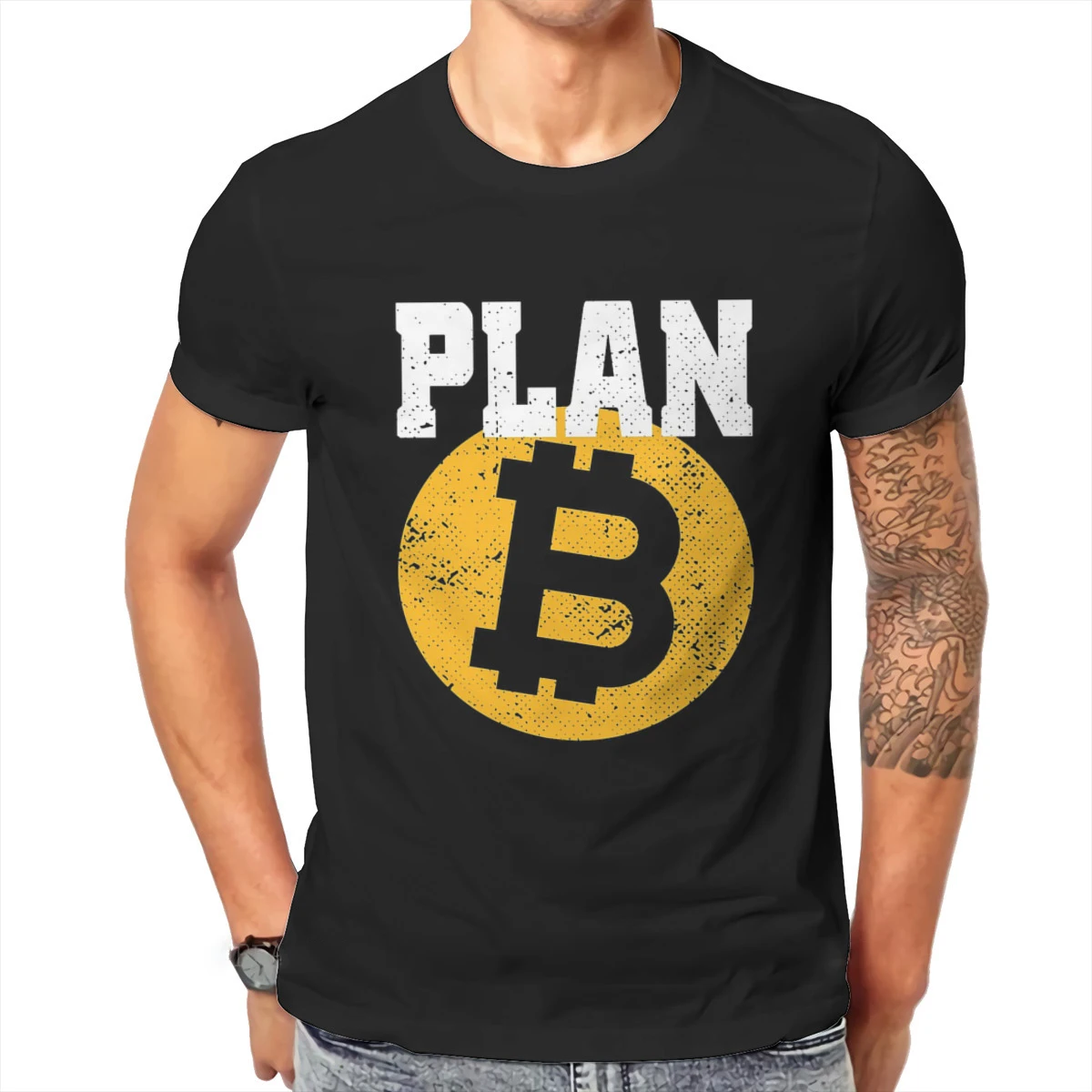 

Crypto Cryptocurrency Bitcoin Plan B T Shirt Classic Grunge High Quality Tshirt Loose Crewneck Short Sleeve