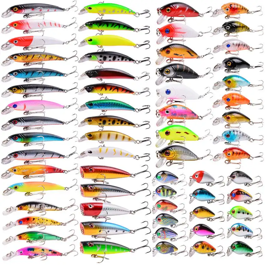 

Mixed Colors Fishing Lure Set 5-10pcs Minnow Popper Wobbler Crankbaits Artificial plastic hard Bait Kit Fishing Tackle