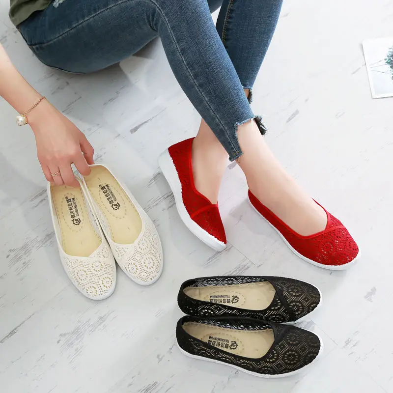 Women Casual Boat Shoes Ladies Slip On Ballet Flats Comfy Soft Zapatos Mujer Red Pink Walking Footwear 2021 Spring New Style