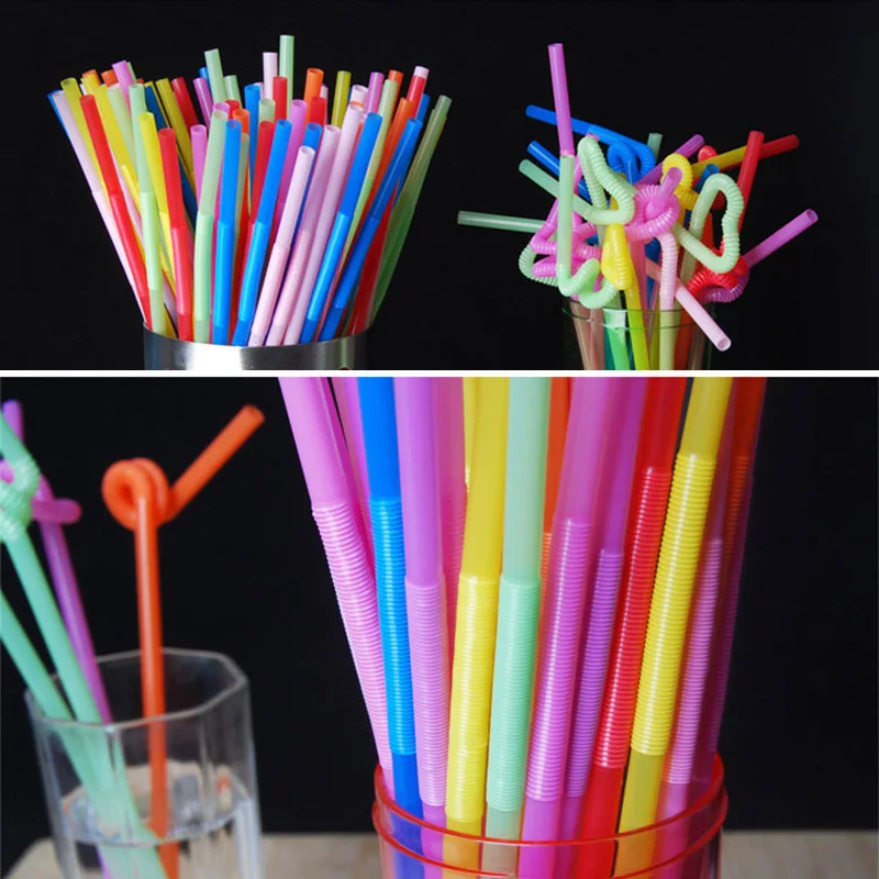 

Disposable Straws Bendable Juice Drinking Flexible 26cm Safe For Home Party Bar BENL889