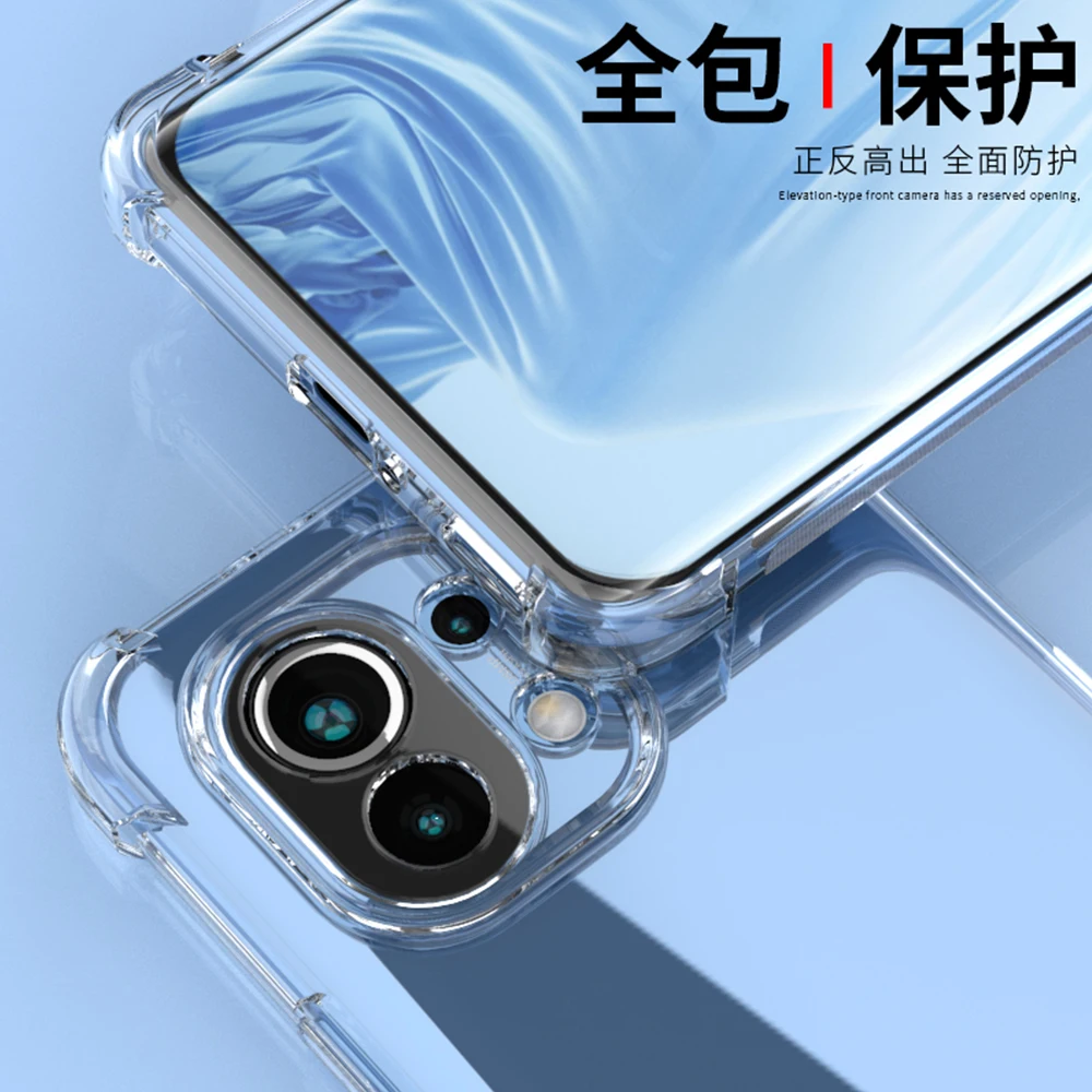 Funda/Coque/Capa For Xiaomi 12T Pro Cover Xiaomi Mi 11 Lite 5G Case,Transparent Case + Hydrogel film Xiomi Mi11 Lite xiaomi 11T 12 X Pro Bumper Anti-Shock Cover On Xiaomi Mi 11 Lite 11i Silicone Case Mi 12 Pro