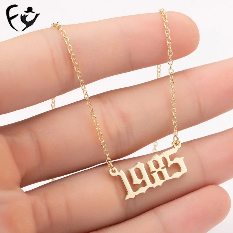 

Fashion Personality Stainless Steel Vintage Necklace Pendant Accessories Birthday Number Pendant Necklace Jewelry Birthday Gift