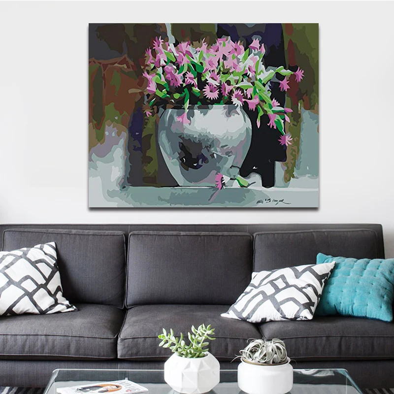 DIY Цифровая живопись цветок креативная Растительная искусство Гостиная ручная