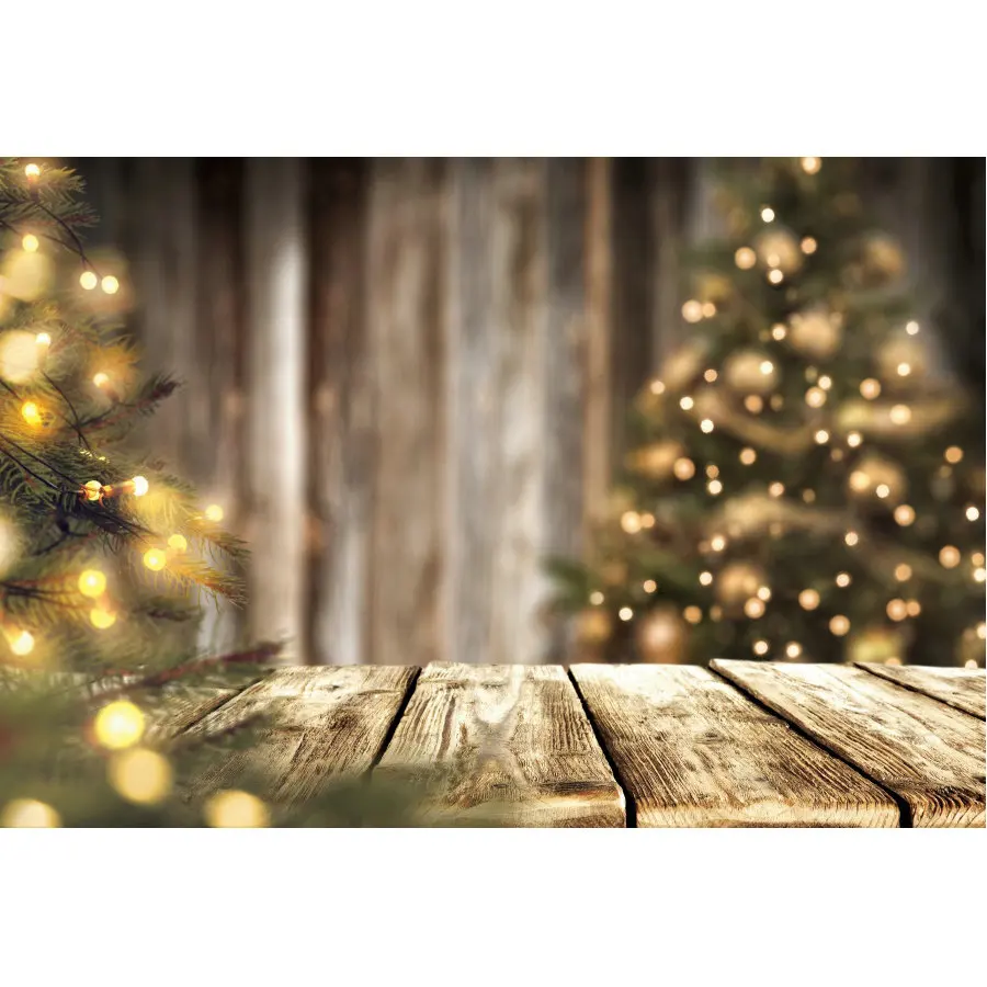 

Festival Backdrop Christmas Tree Lights Vintage Planks Photography Background Xmas Family Party Decoration Photo Booth Props