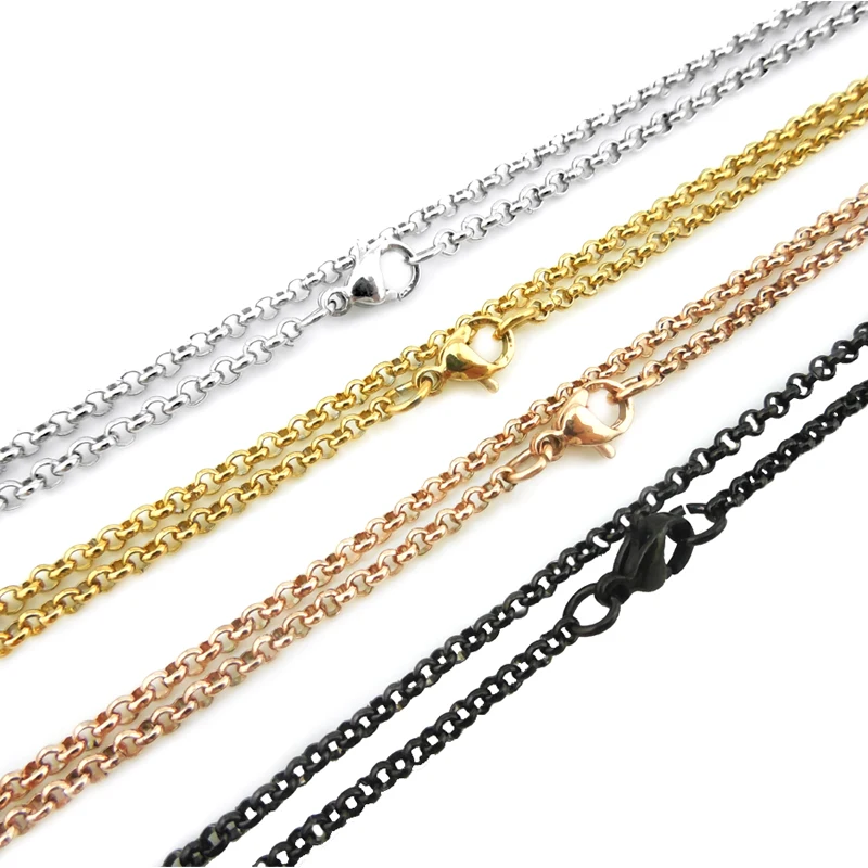 2 0 мм 55 см 22 &quotРоло цепь и коробка из нержавеющей стали цепи для женщин мужчин |