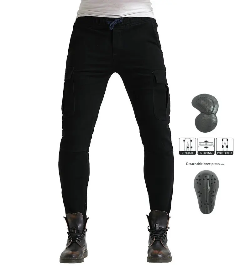 Мужские спортивные штаны для мотокросса черные облегающие брюки с защитой от