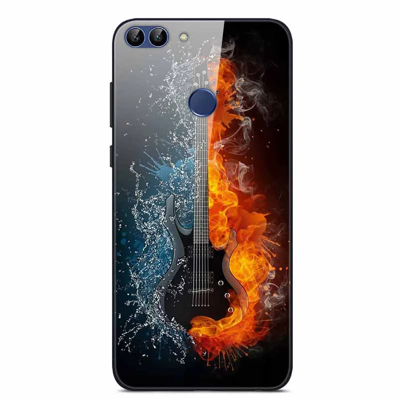 Чехол из закаленного стекла для Coque huawei P Smart, мягкий бампер, 3D печать, Funda для huawei P Smart, FIG-LX1 чехол для телефона - Цвет: 02