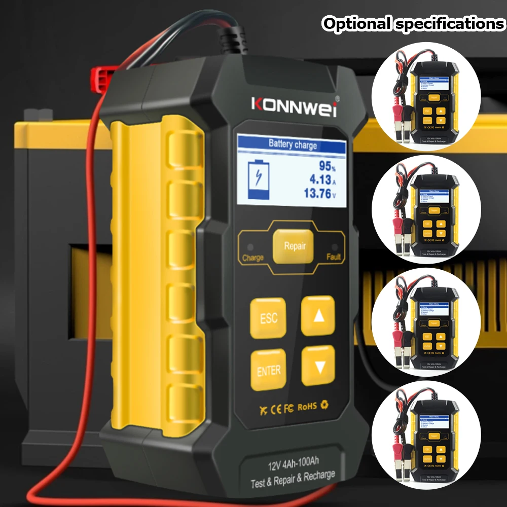 

Full Automatic Car Battery Charger 110V to 220V To 12V 5A Intelligent Fast Power Charging Wet Dry Lead Acid Digital LCD Display
