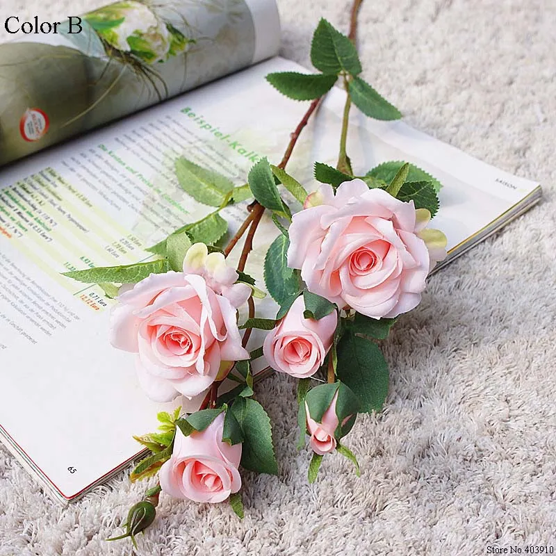 

2022 Korean dreamy rose branch silk artificial flowers Valentine's day wedding flores