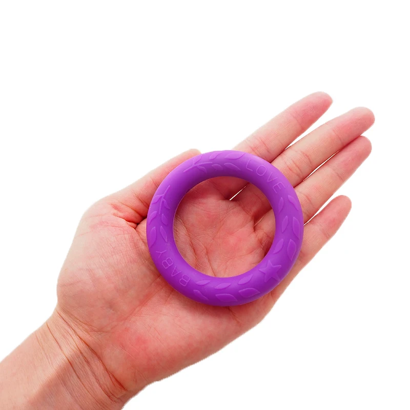 Chenkai-mordedor de anillo de silicona masticables, colgante en forma de O, sin BPA, para alisado infantil, juguete sensorial, accesorios, 10 Uds.-2