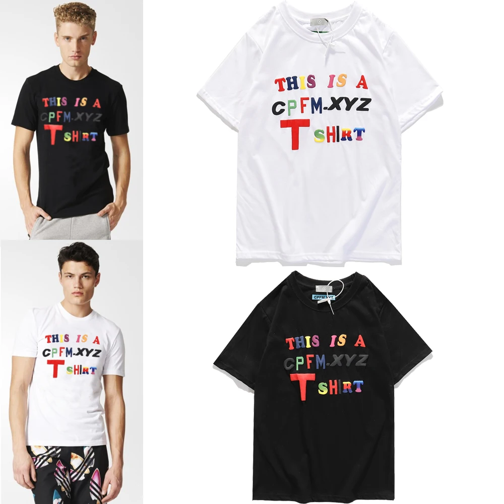 Футболка CPFM с логотипом для мужчин и женщин цветная стерео футболка коротким