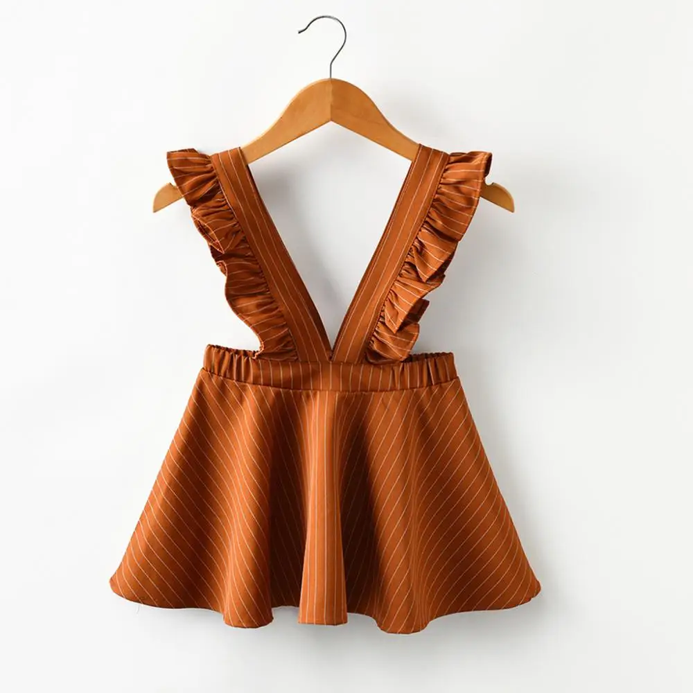 Платья для девочек платье маленьких с оборками в полоску на бретельках принцессы