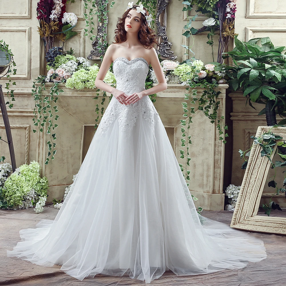 Настоящая фотография аппликации Свадебные платья А 2021 Robe De Mariage Очаровательная