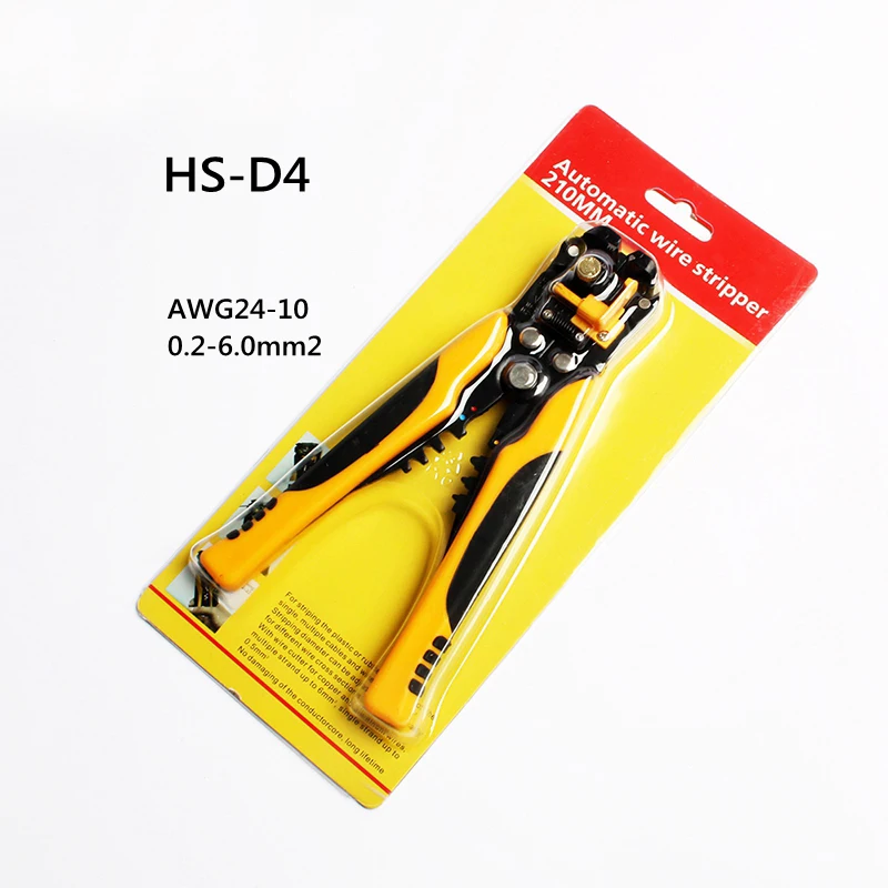 HS-D4 AWG24-10 0,2-мм2 дизайнерские многофункциональные автоматические плоскогубцы для зачистки кабеля Зачистка обжимка проводов инструменты для резки желтого цвета