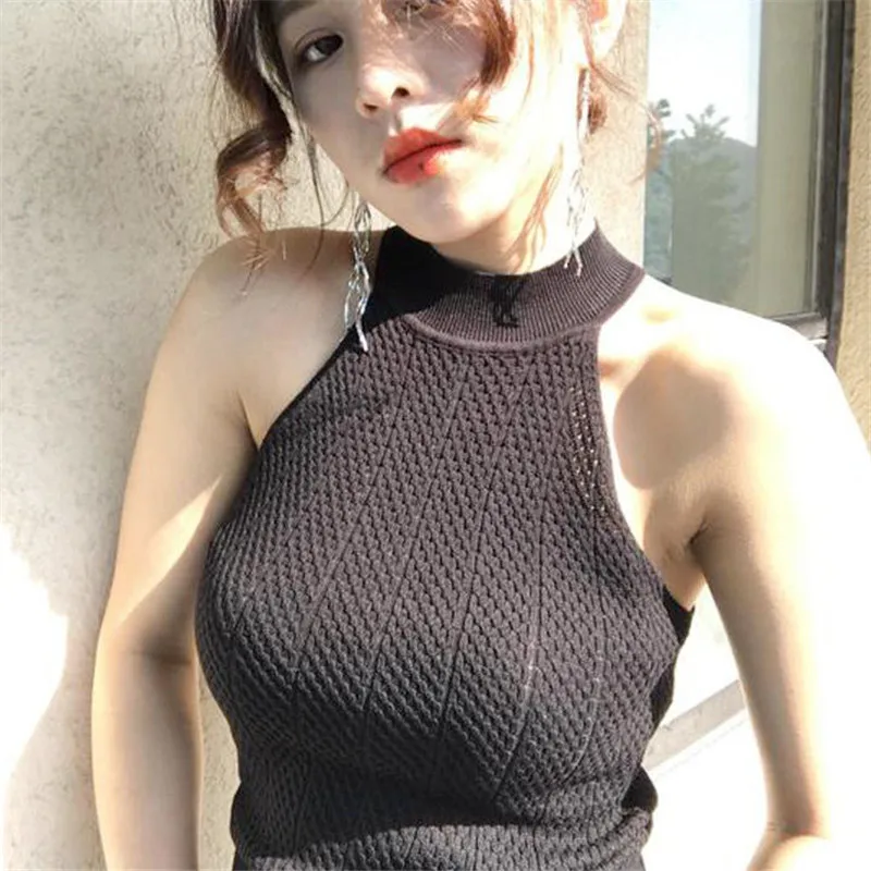 Женская вязаная женская Повседневная Блузка с открытыми плечами летняя