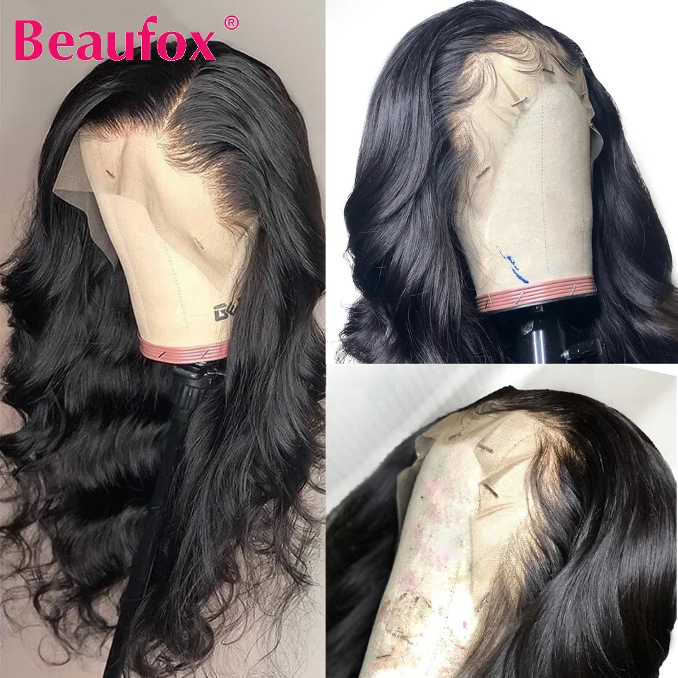 Beaufox 13*4 Body Wave Lace Front Human Hair Wigs Brazilian Lace Front Wigs Pre Plucked Free Part Remy