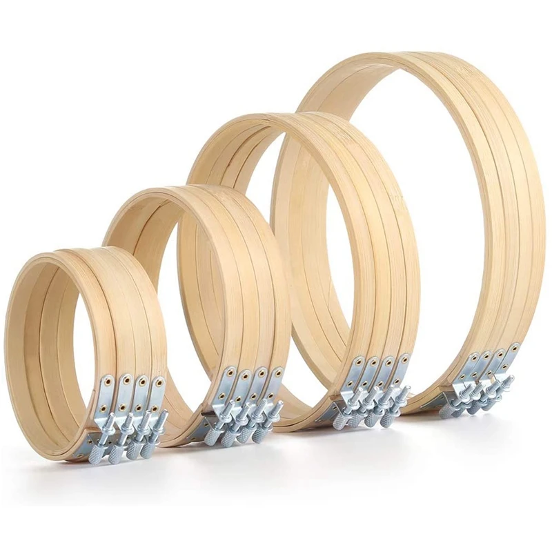 

16 Pieces 4 Size Embroidery Hoop Set, 4Inch, 5.1Inch, 6.7Inch and 8Inch Cross Stitch Hoop for DIY Art Craft Handy Sewing