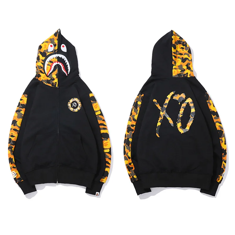 

Махровые толстовки XO BAPE для совместного сотрудничества, свитшоты с длинным рукавом, пуловер, свитер