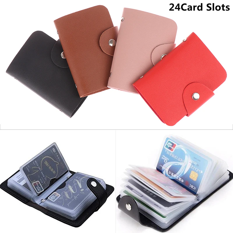 

Unisex PU Leather Bank Business Card Bag Credit Business Card ID Holders Case 24Bits Wallet Portable Money Driver's License Clip