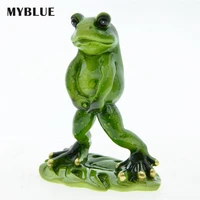 myblue kawaii funny animal resin frog figurines nordic crafts decorations home room decor ornament modern