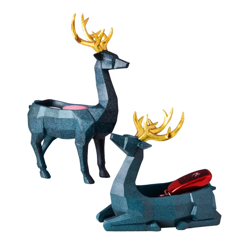 

A56 Nordic Creative Elk Simple Decoration Light Luxury Storage Ornaments Home Resin Crafts Living Room Porch NEW Deer Desk Table