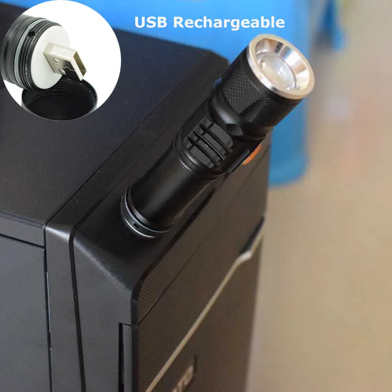 

High Power LED Torch USB Rechargeable Bicycle Flashlight Built-in Battery Zoomable 3-Mode Flash Light Waterproof Bike Lamp