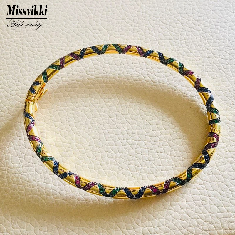 Модный Роскошный брендовый модный браслет missvikki с разноцветными камнями