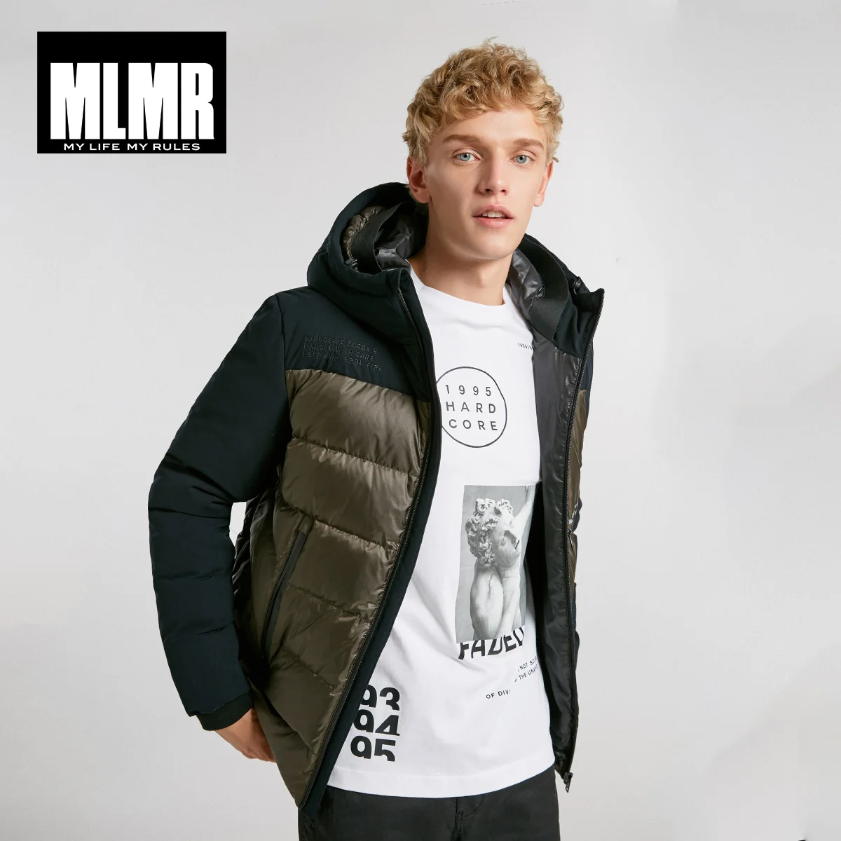 Зимняя мужская куртка с капюшоном и воротником стойкой MLMR | 218312539|Мужские парки|
