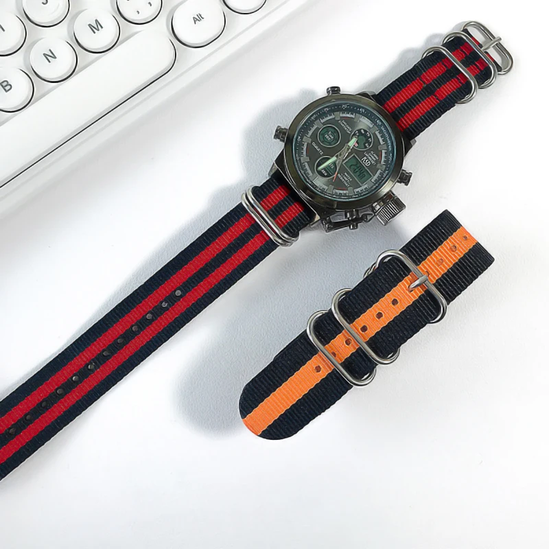 Ремешок спортивный из нейлоновой ткани для наручных часов цветной Радужный
