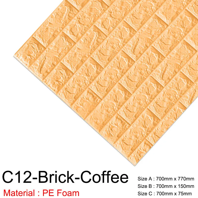 C12-Brick-Coffee 3D Wall Stickers Marble Brick Peel and Self-Adhesive Wall paper Waterproof DIY Kitchen Bathroom Home Wall Decal Sticker Vinyl - Цвет: C12-Brick-Coffee