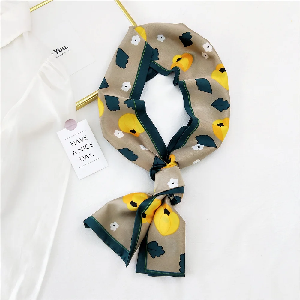 Шарф женский Шелковый атласный с принтом SJ362 |