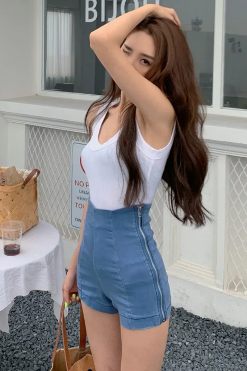 Женские узкие джинсовые шорты облегающие эластичные с высокой талией 2021 |