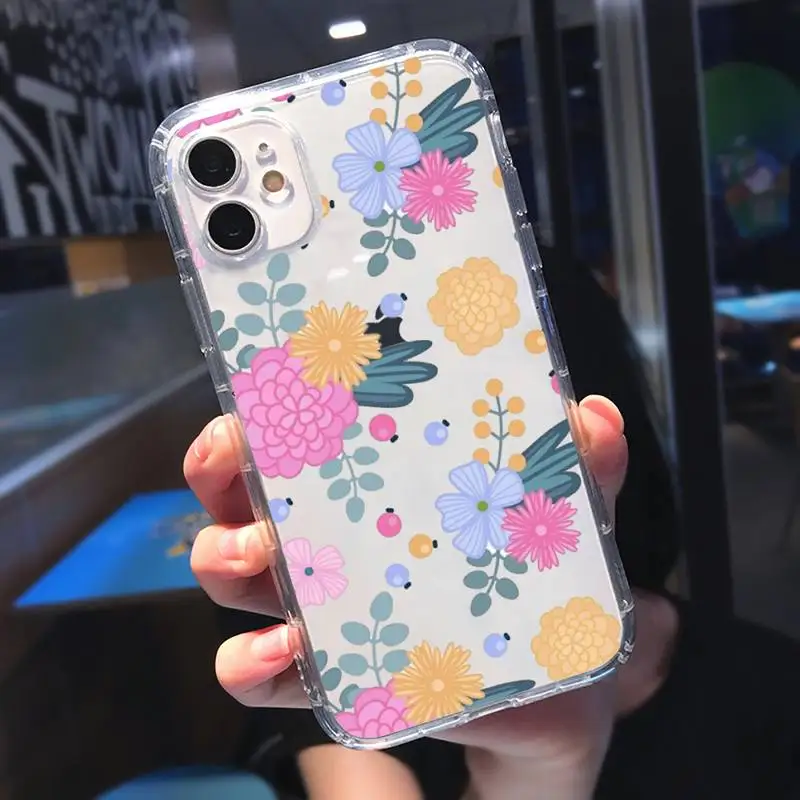

fashion flower beautiful Phone Case Transparent for iPhone 11 12 mini pro XS MAX 8 7 6 6S Plus X 5S SE 2020 XR
