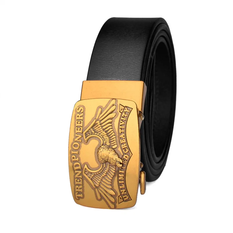 

NEW Bronze Bat Buckle Men's Leather Belt Leather Cutting Retro Business Joker Automatic Buckle Belt G1256