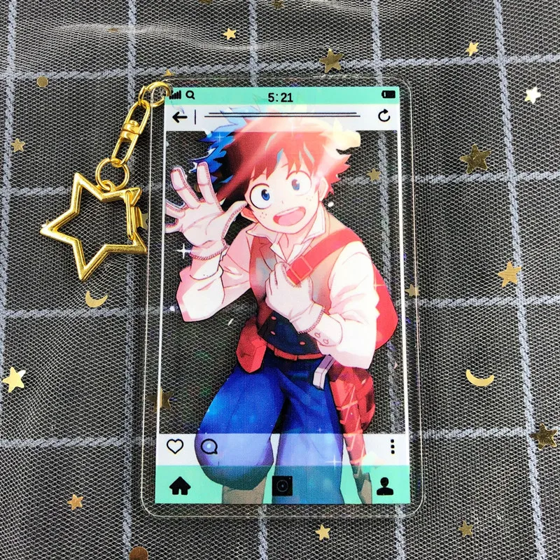 

Anime My Hero Academia Acrylic Card Keychain Magic School College Metal Car Keyring Accessories Couple's Jewelry Gift Hot Sale